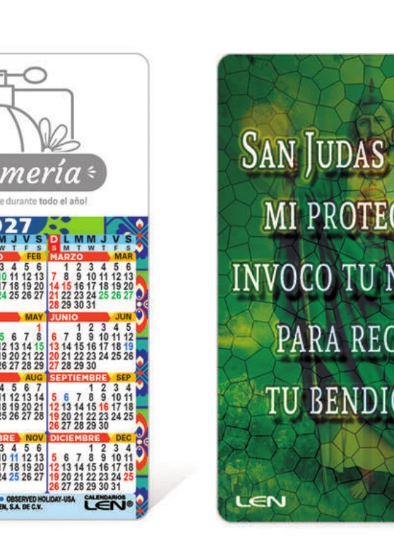 Calendario de bolsillo con efecto 3D, fotografía original del catálogo LEN