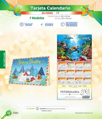 Cartulina grande y tarjeta calendario · página PDF 54