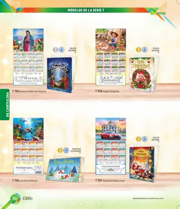 Cartulina grande y tarjeta calendario · página PDF 56