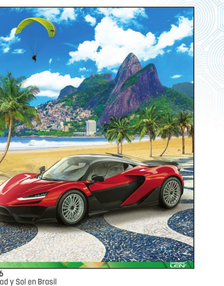 Automóvil rojo, fotografía original del catálogo LEN