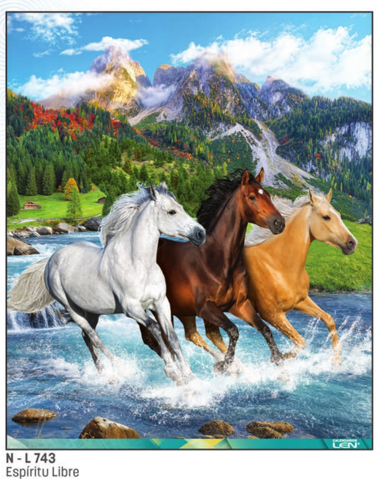 Caballos en el agua, fotografía original del catálogo LEN